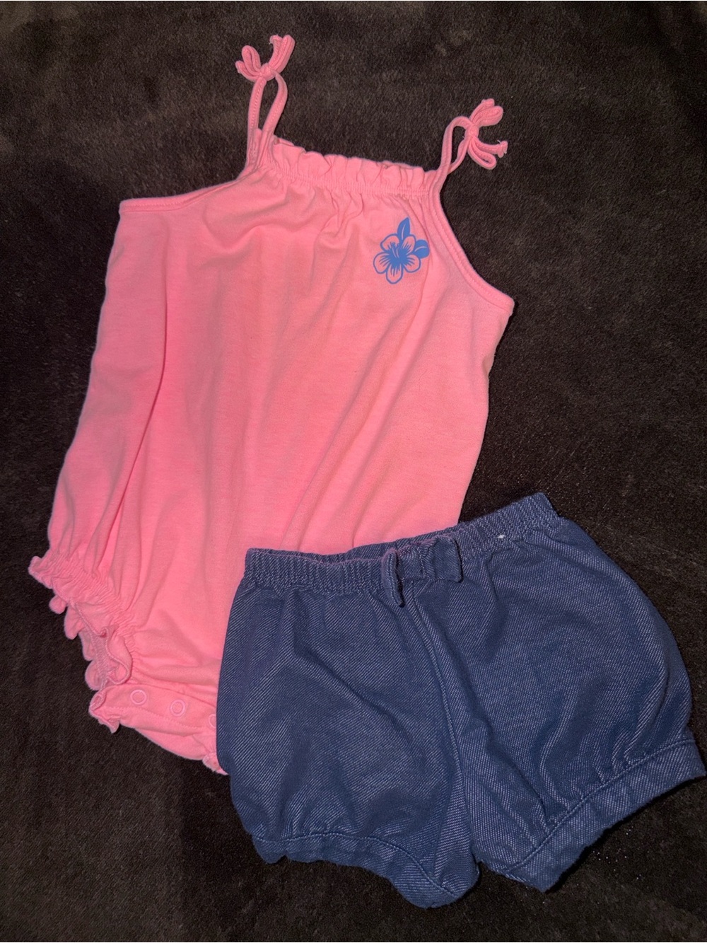 Jumping Beans Baby Pink & Blue Romper Set
